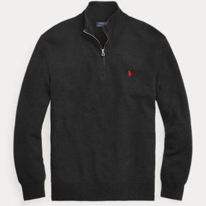 Polo Ralph Lauren Large Cotton 1/4 Zip Pullover (Black)
